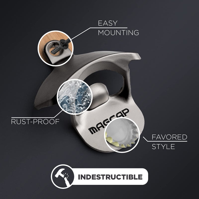 MAGCAP Outdoor Bottle Opener Wall Mounted - Style Magnetic Beer Bottle Opener that Catches Caps - Easy to Install and Incredibly Convenient - Image 2